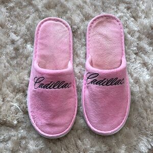 Pink Cadillac Logo Terrycloth Spa Slippers One Size Fits All